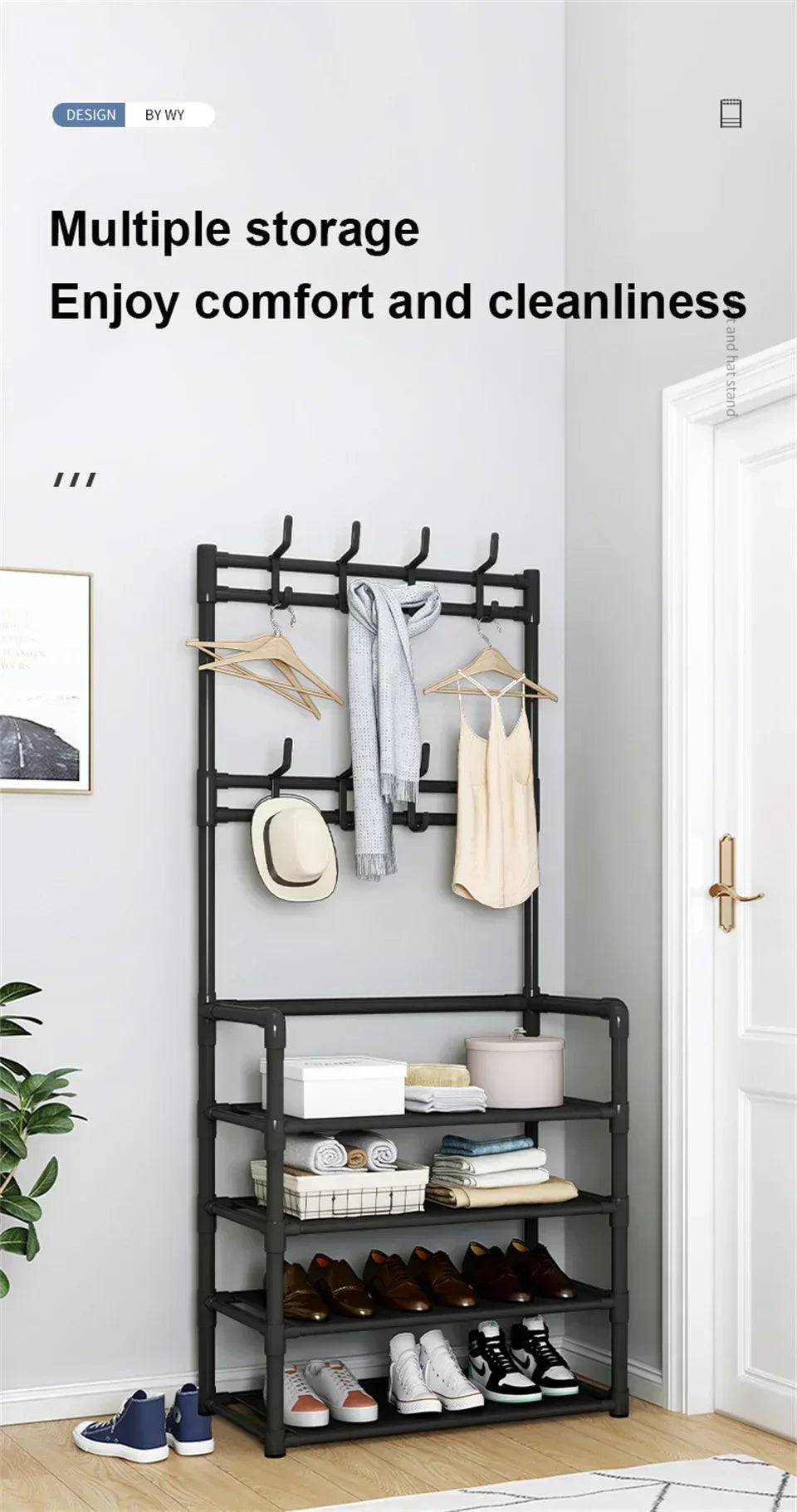 Multi-Layer Shoe Rack Coat Rack Storage & DIY Clothes Hanger