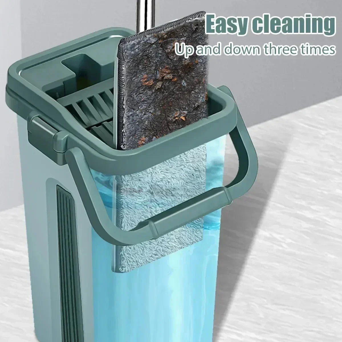 Flat Floor Mop and Bucket Set with Wet & Dry Usage