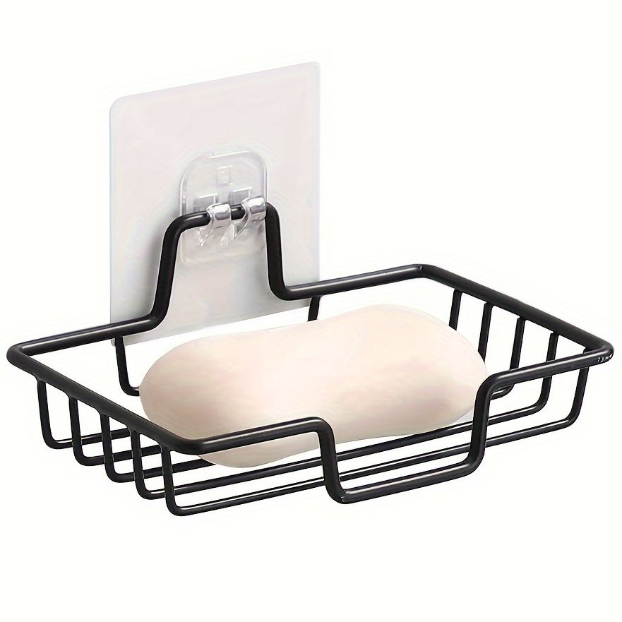 Wall-Mounted Metal Storage Rack with Hooks – No Drilling Bathroom & Kitchen Organiser