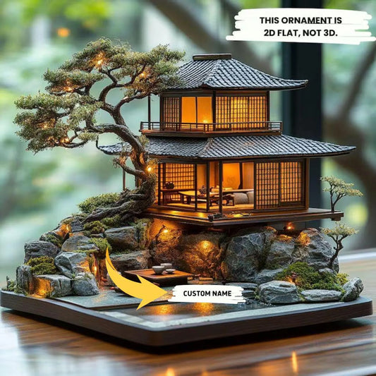 Home Decor  2D House  With Bonsai And Rock Garden