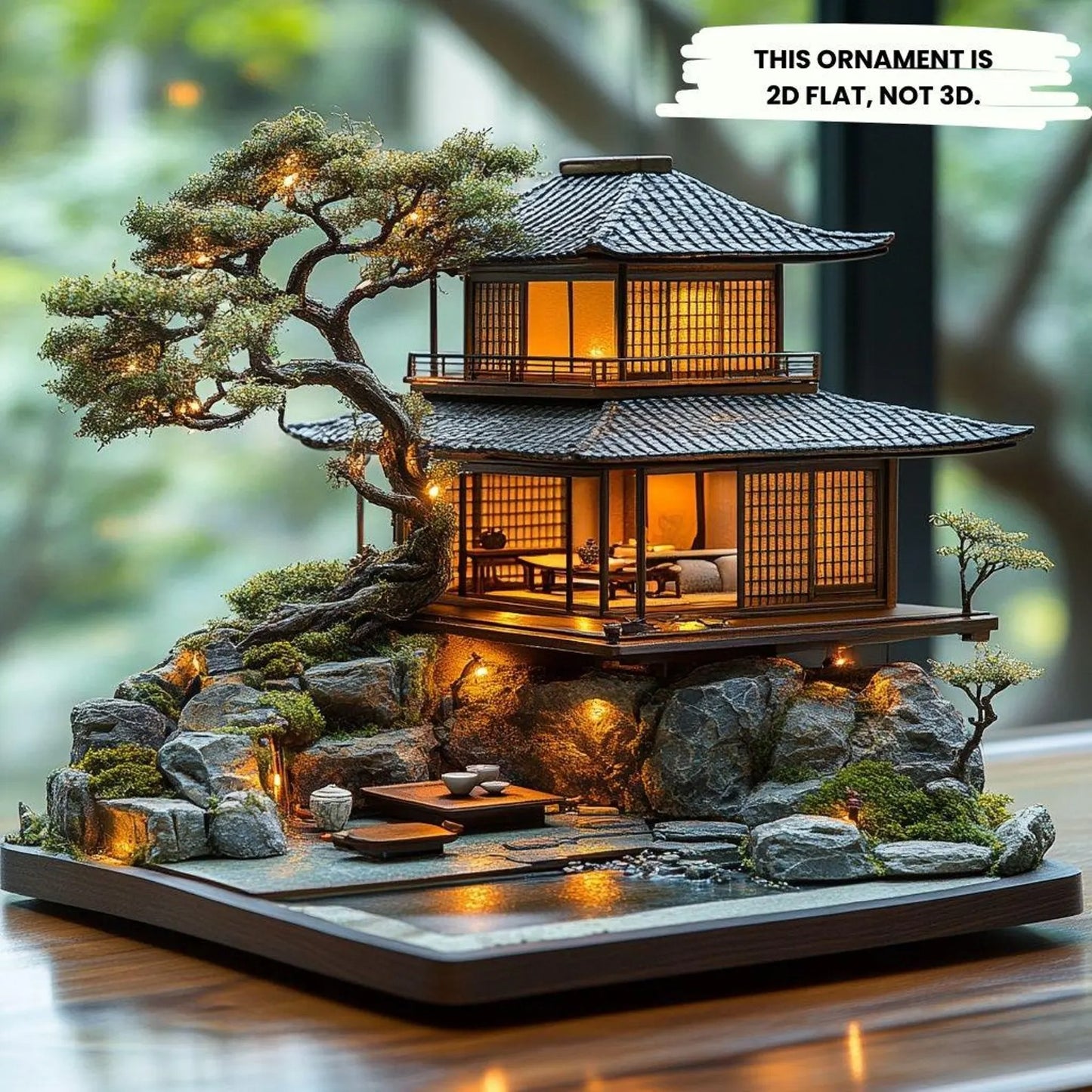 Home Decor  2D House  With Bonsai And Rock Garden