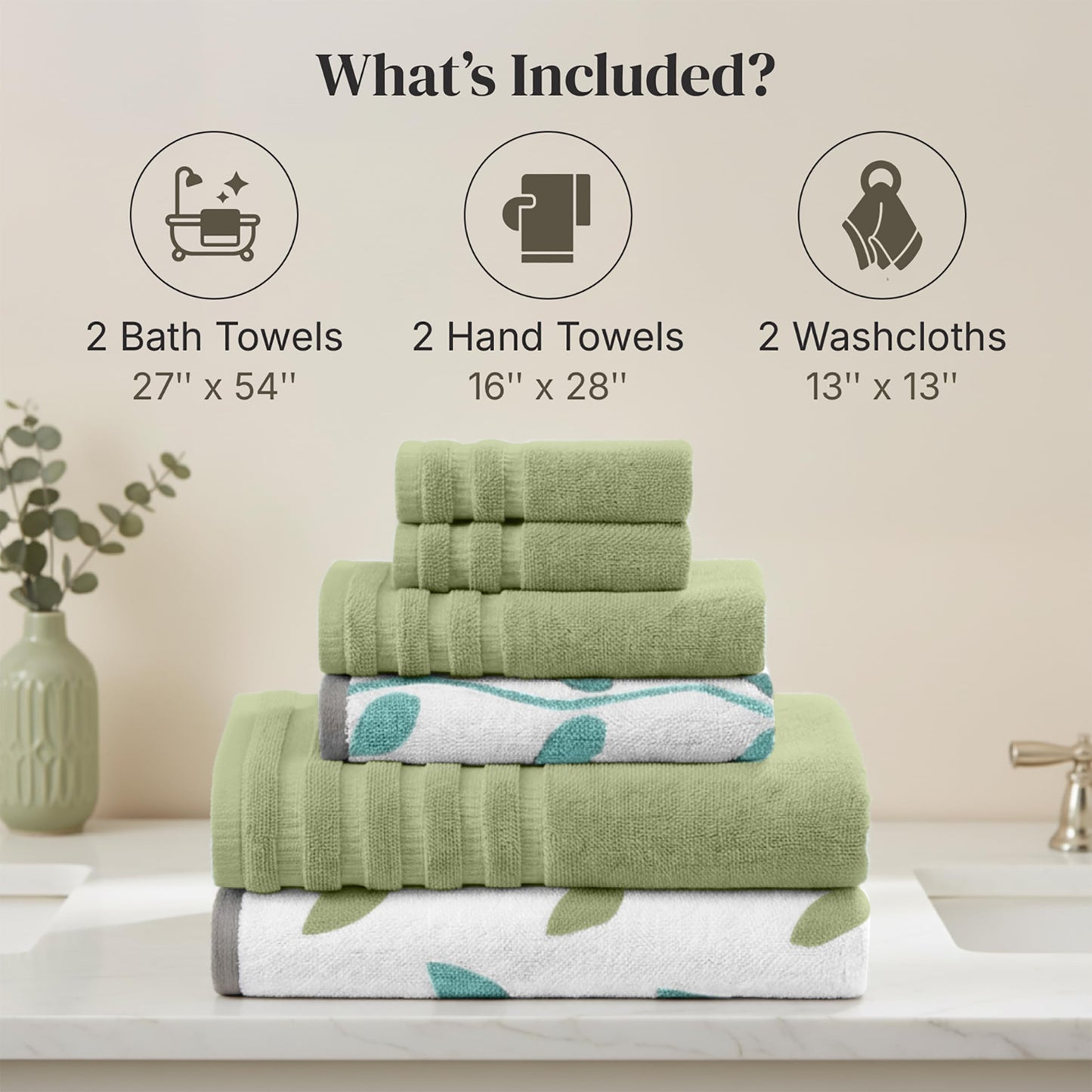 Lavish Home 6 Piece Bathroom Towels Set - 525 GSM 100% Cotton Bathroom Accessories - 2 Bath Sheets, 2 Hand Cloths , and 2 Wash Cloths - Soft Towel Set for Shower, Gym, Dorm, and Spa (Navy)